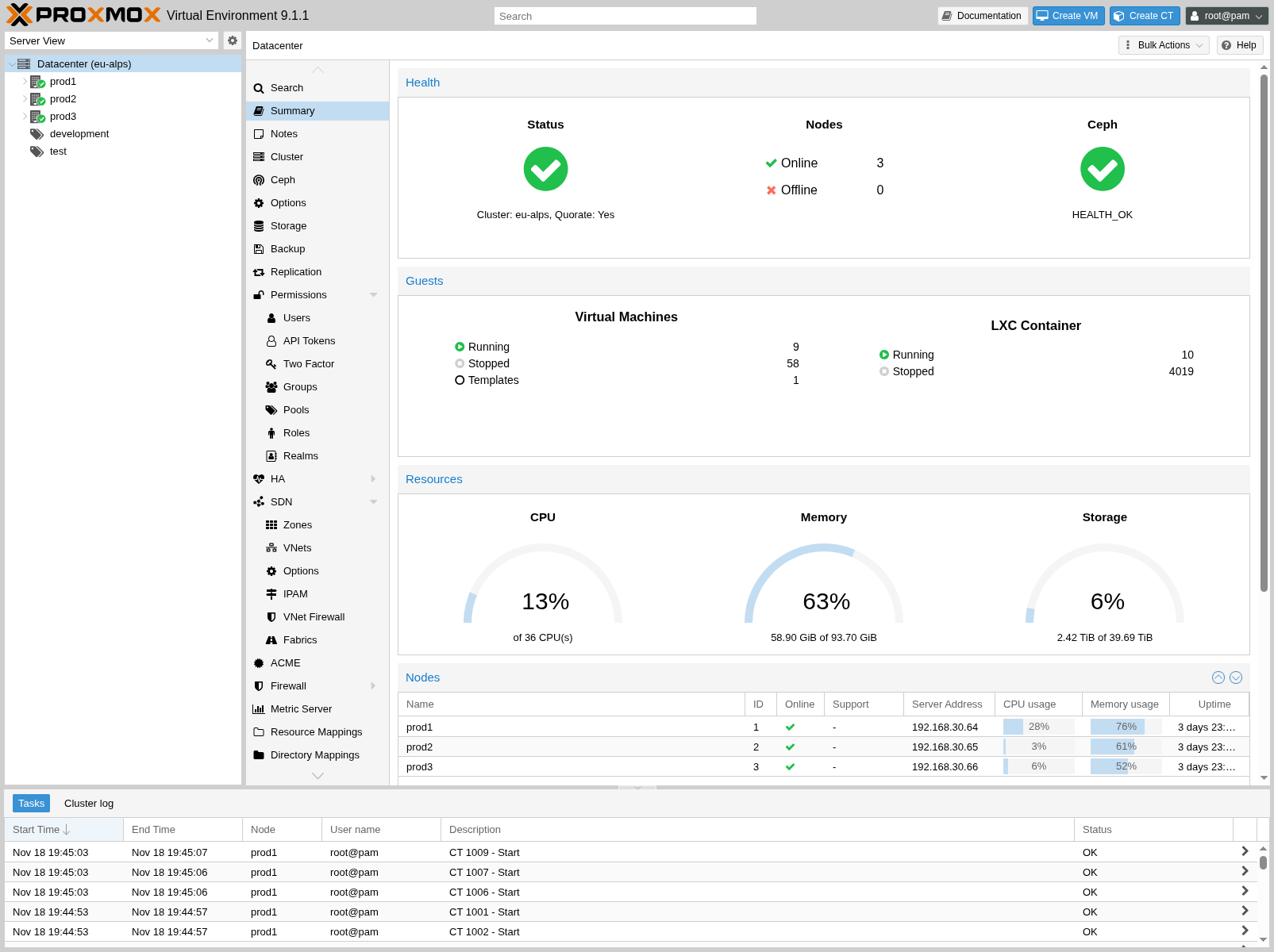 Proxmox VE Web Interface