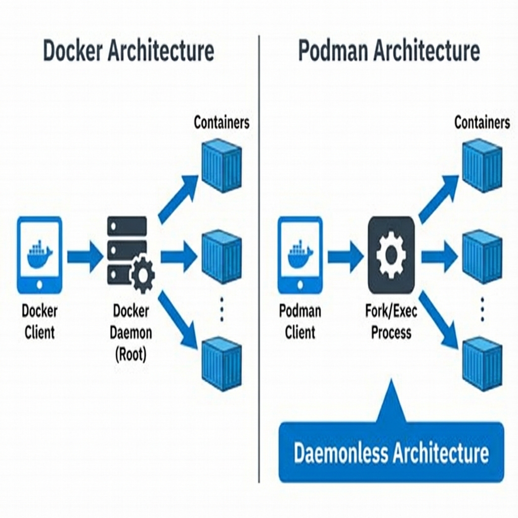 Podman vs Docker Architecture